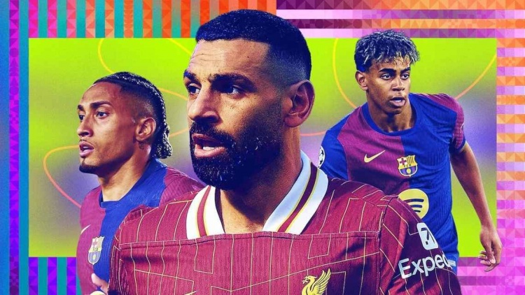 ESPN年度20大邊鋒：薩拉赫最佳，亞馬爾第2，梅西第8&杜埃第14