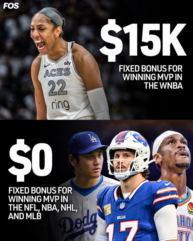 WNBA拿到MVP獎金1.5萬美金！而北美四大聯(lián)盟都無聯(lián)盟獎金